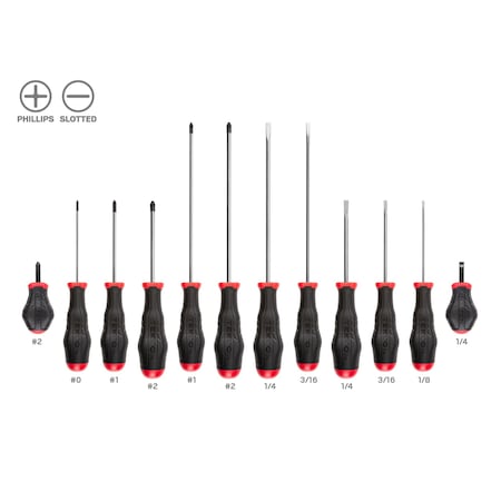 Tekton High-Torque Screwdriver Set, 12-Piece (No. 0 - No. 2, 1/8 - 1/4 in.) DRV45004